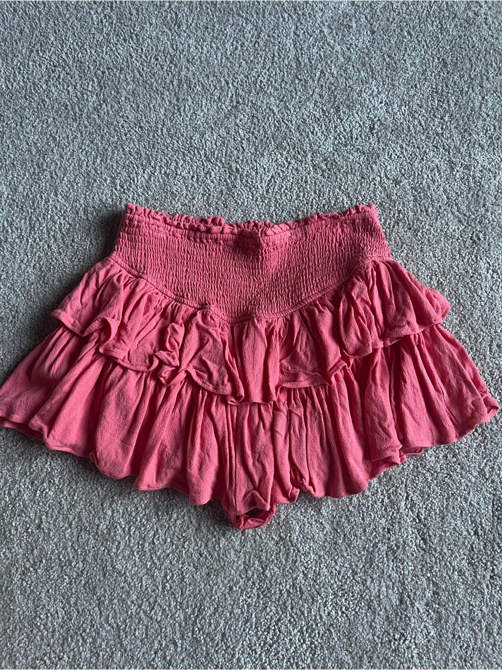 Ruffled Smocked Waist Pink Mini Skirt/Shorts